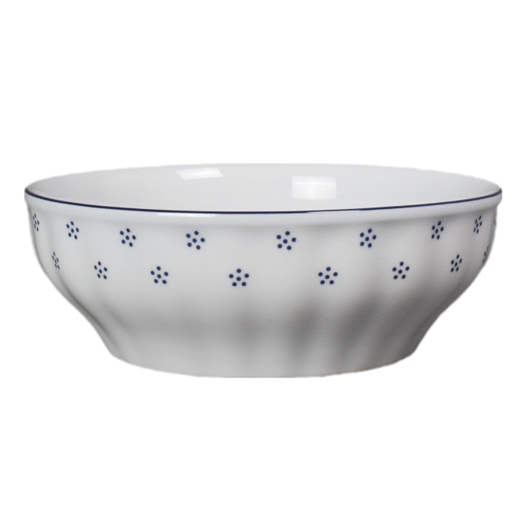 Porcelánová mísa na ovoce válcová 24cm - modrý dekor i linka