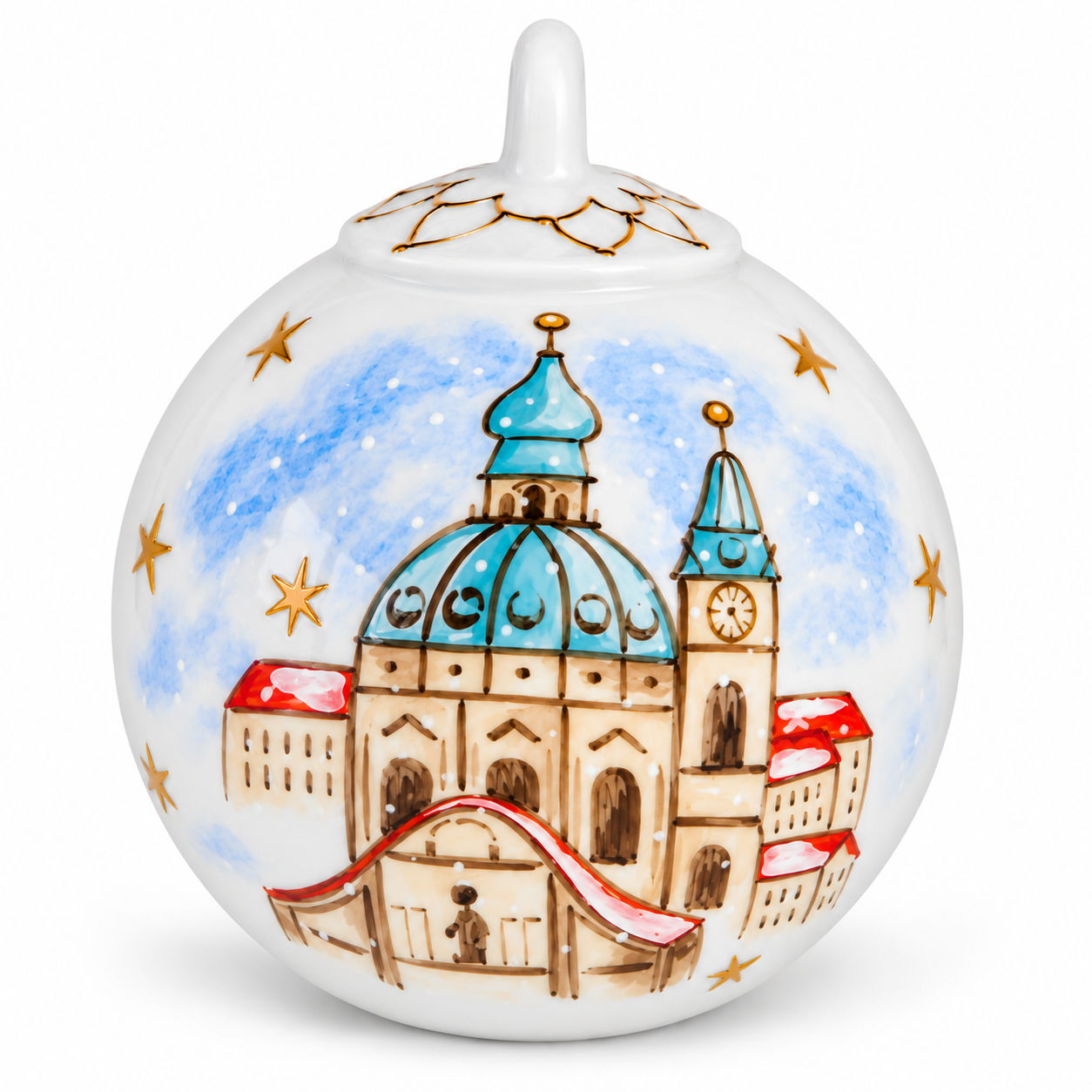 Vánoční koule ručně malovaná - průměr 5,8 cm - Kostel