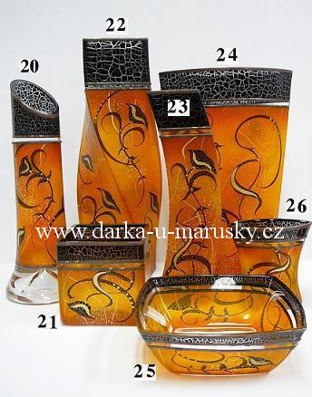 Váza č. 20 oranžová- válec, dole čiré sklo