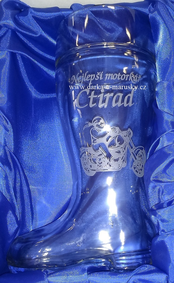 Pískovaný korbel bota - Motorkář
