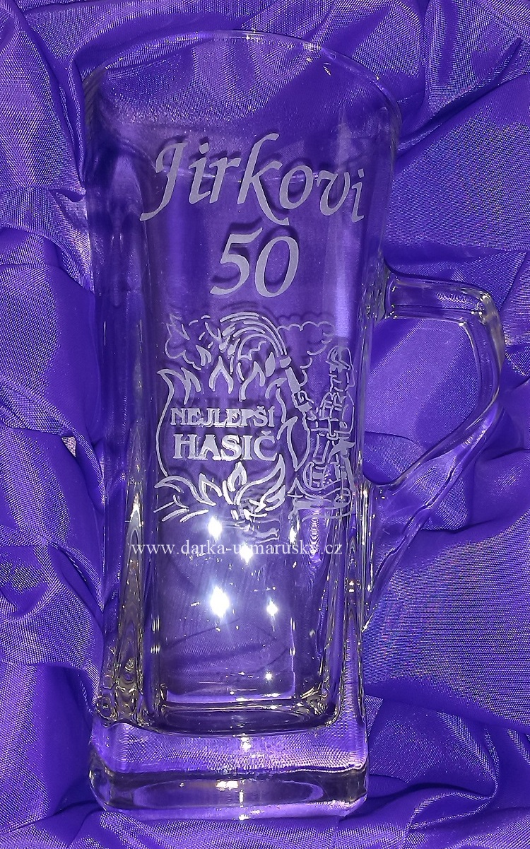 Pískovaný hrníček vysoký hranatý Geo - Nejlepší hasič