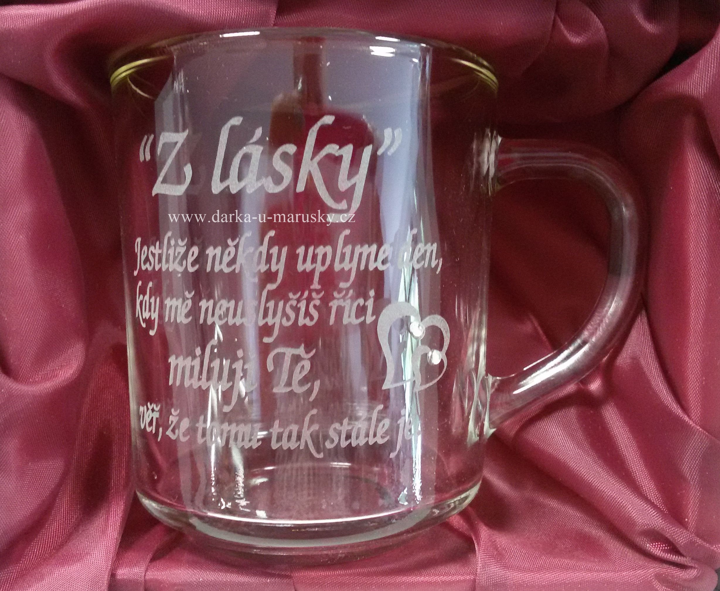 Pískovaný hrníček WIL z varného skla - 200ml - Z lásky...