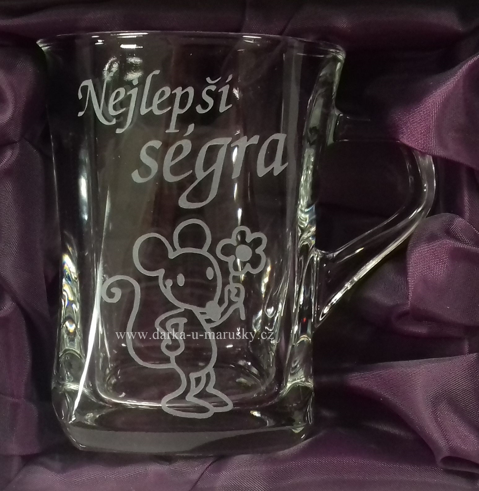 Pískovaný hrníček Geo nízký - Myška č.3 - Nejlepší ségra
