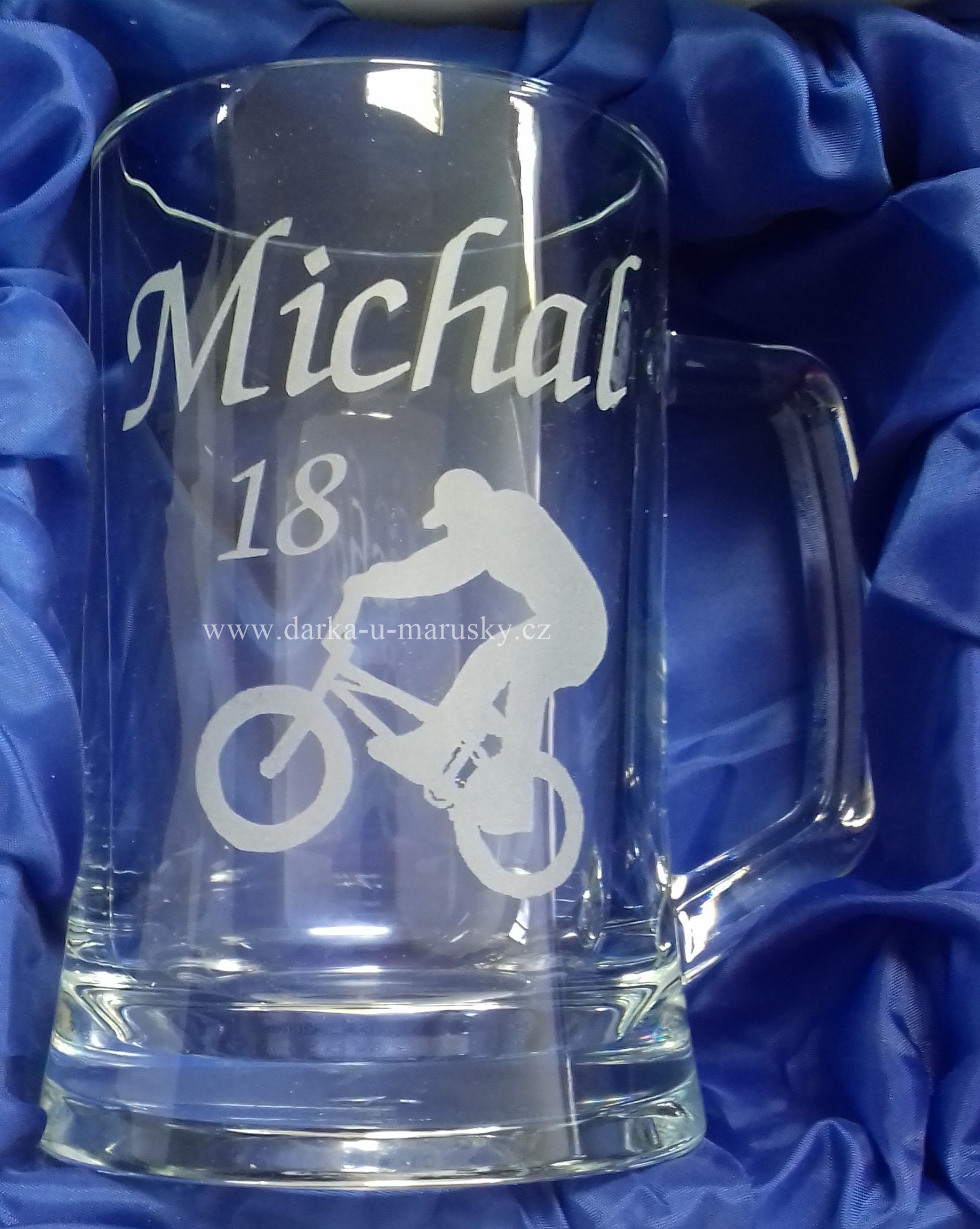 Pískovaný pivní korbel - BMX kolo č.1