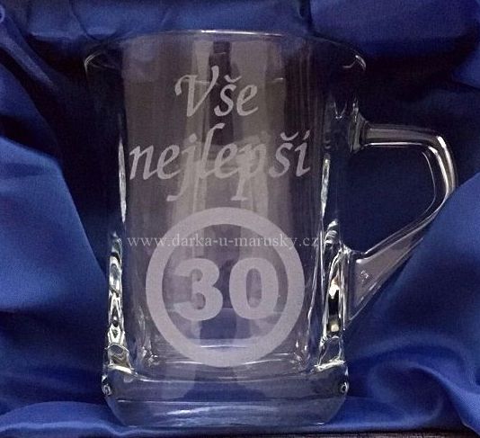 Pískovaný hrníček Geo nízký - Vše nejlepší 30