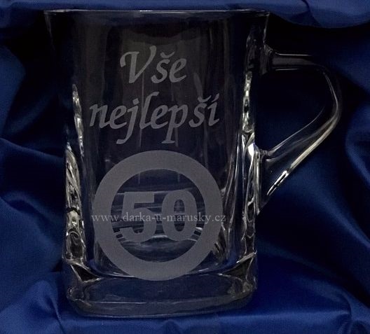 Pískovaný hrníček Geo nízký - Vše nejlepší 50