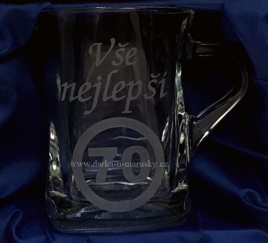 Pískovaný hrníček Geo nízký - Vše nejlepší 70