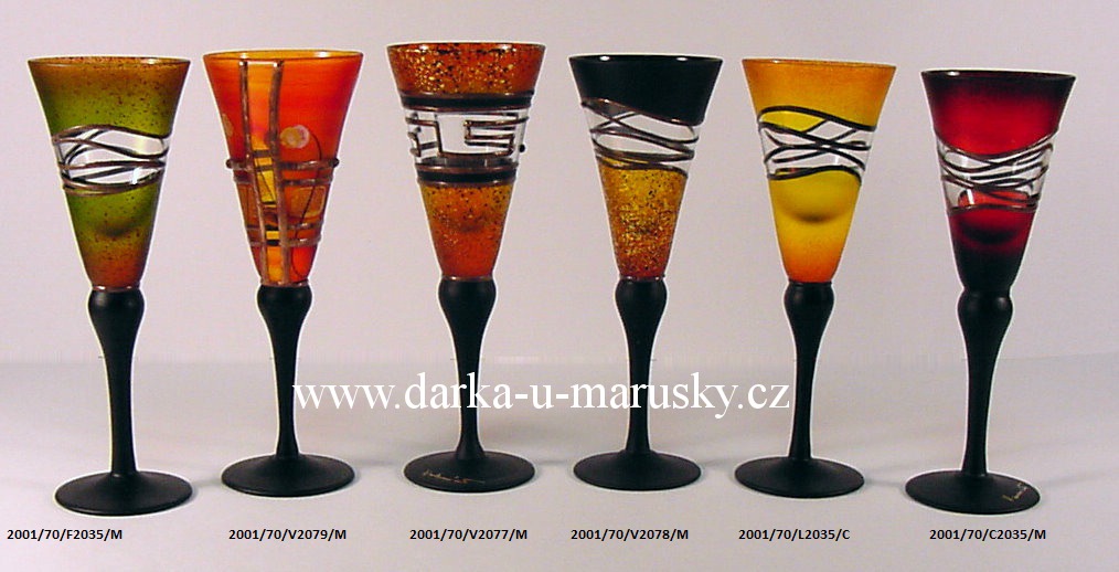 Skleničky likérky - zelená barva A, přátelská souprava (2ks)