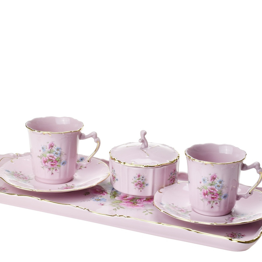 Televizní souprava - dekor 0013 - růžový porcelán