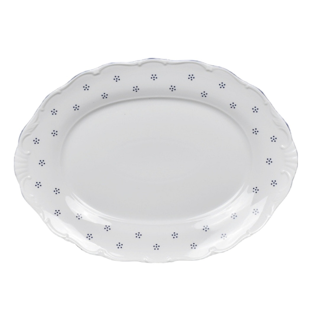 Porcelánová oválná mísa 36cm - modrý dekor i linka