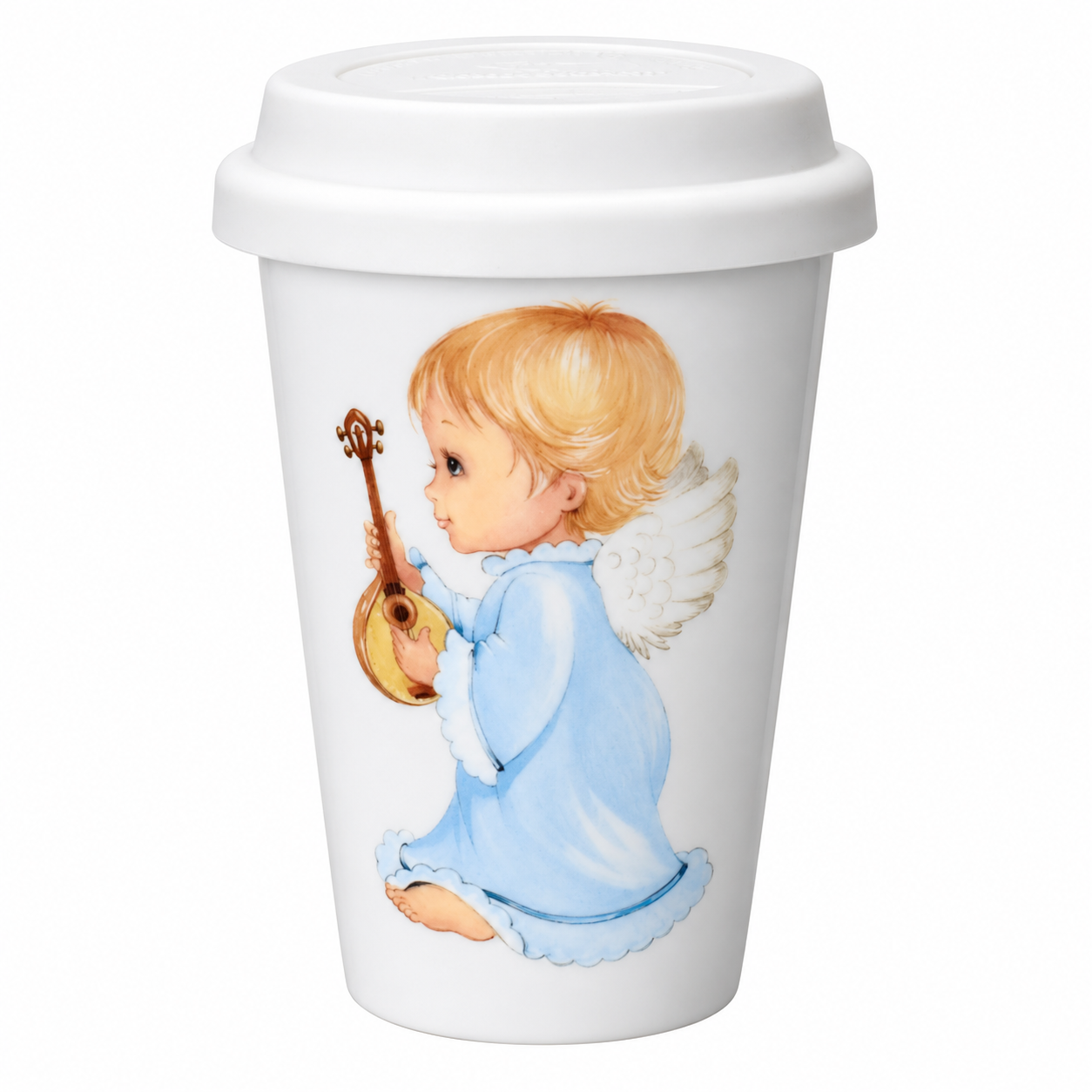 Pohárek na kávu sebou Coffee to Go - Andílek modré šaty a linka