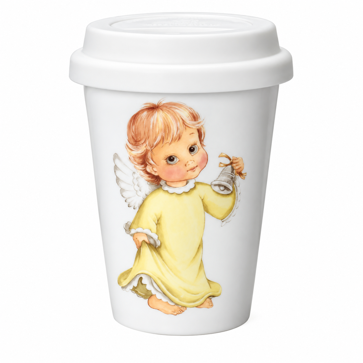 Pohárek na kávu sebou Coffee to Go Andílek žluté šaty i linka