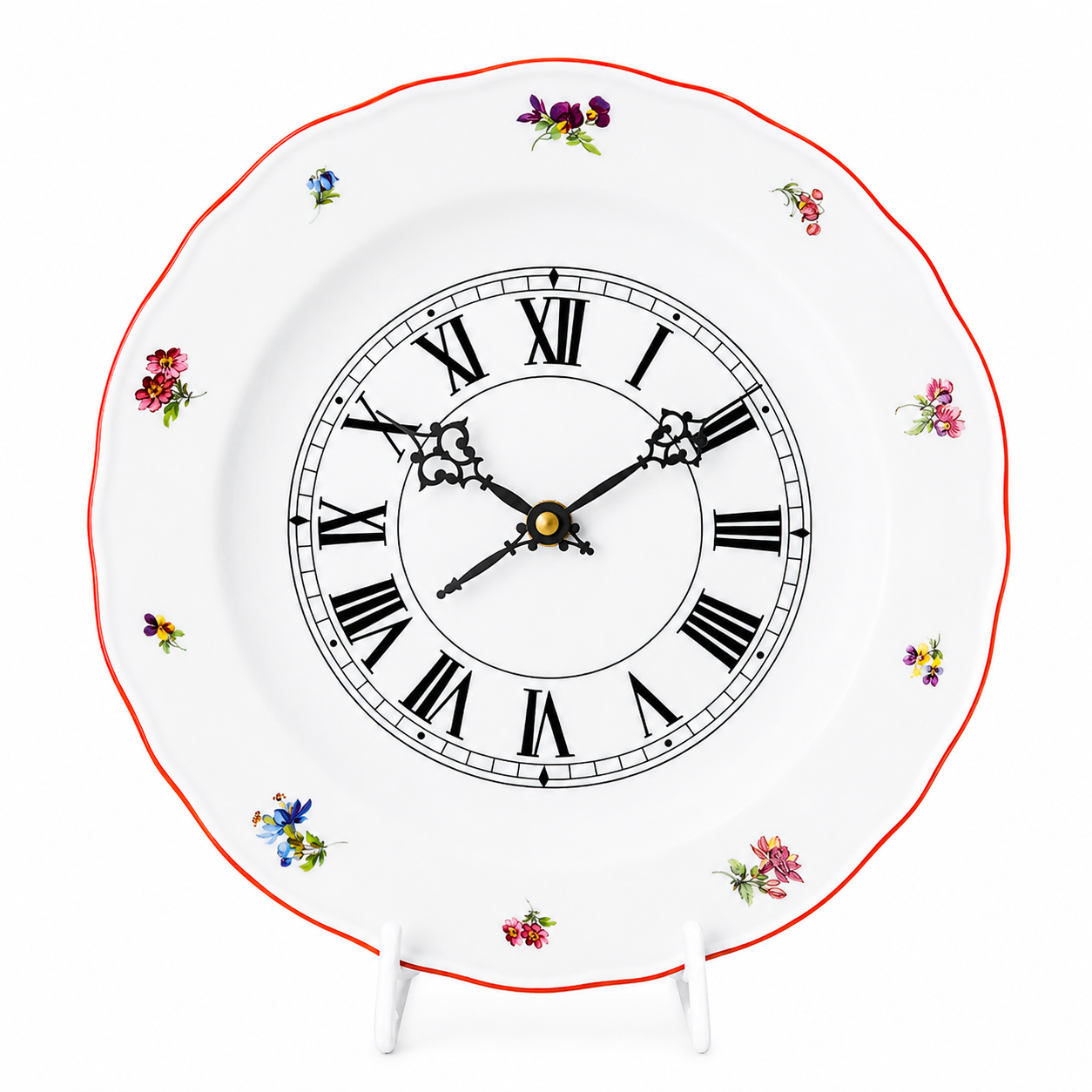 Nástěnné hodiny závěsné Rokoko rakouská házenka 24cm - červená linka
