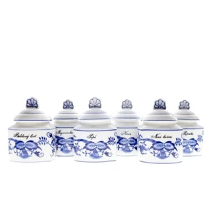 Kořenky - porcelán - CIBULÁK - souprava 6 ks základní nápisy - modrá linka