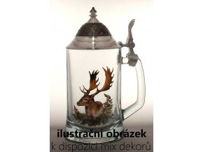 Korbel s cínovým víčkem - dekor LOV paroží