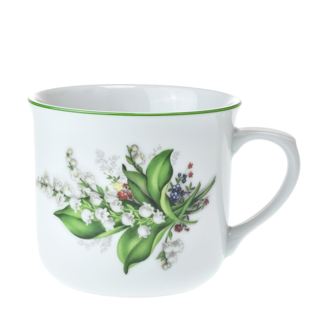 Hrnek Vařák 650 ml Konvalinky se zelenou linkou