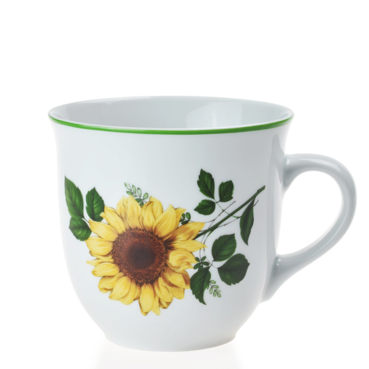Hrnek velký M 400 ml Slunečnice se zelenou linkou