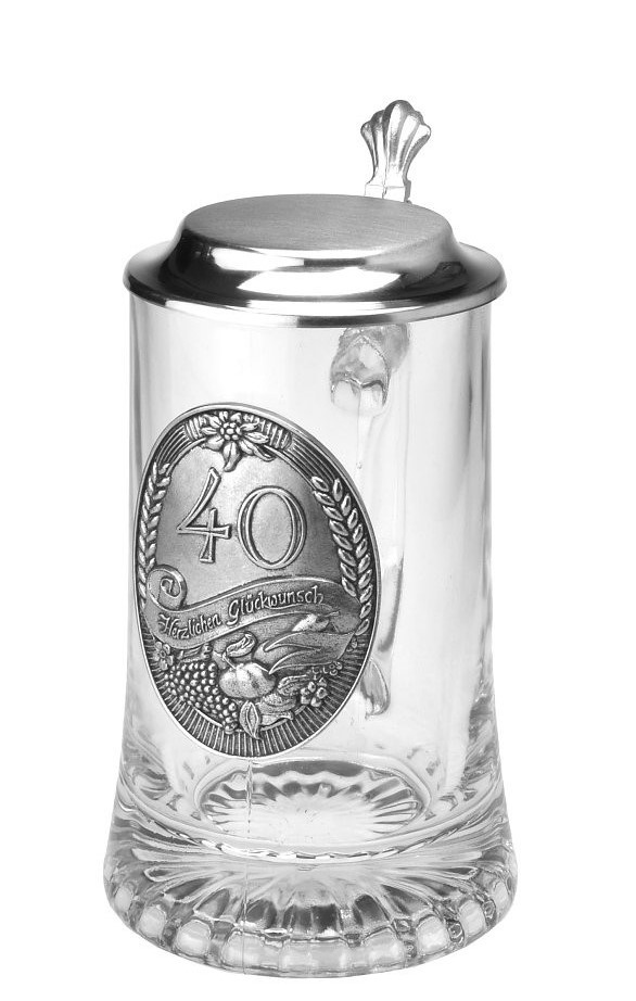 Korbel 500 ml výroční "40" s cínovou plaketkou a víkem