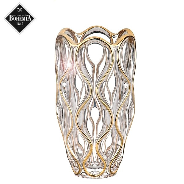 Váza křišťál 30cm - Gold