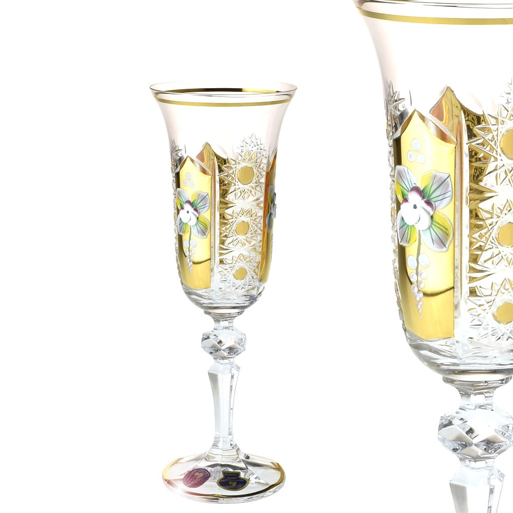 Šampus flétny Laura 150ml - bohatý brus 500PK + zlato s vysokým smaltem - sada 6 ks