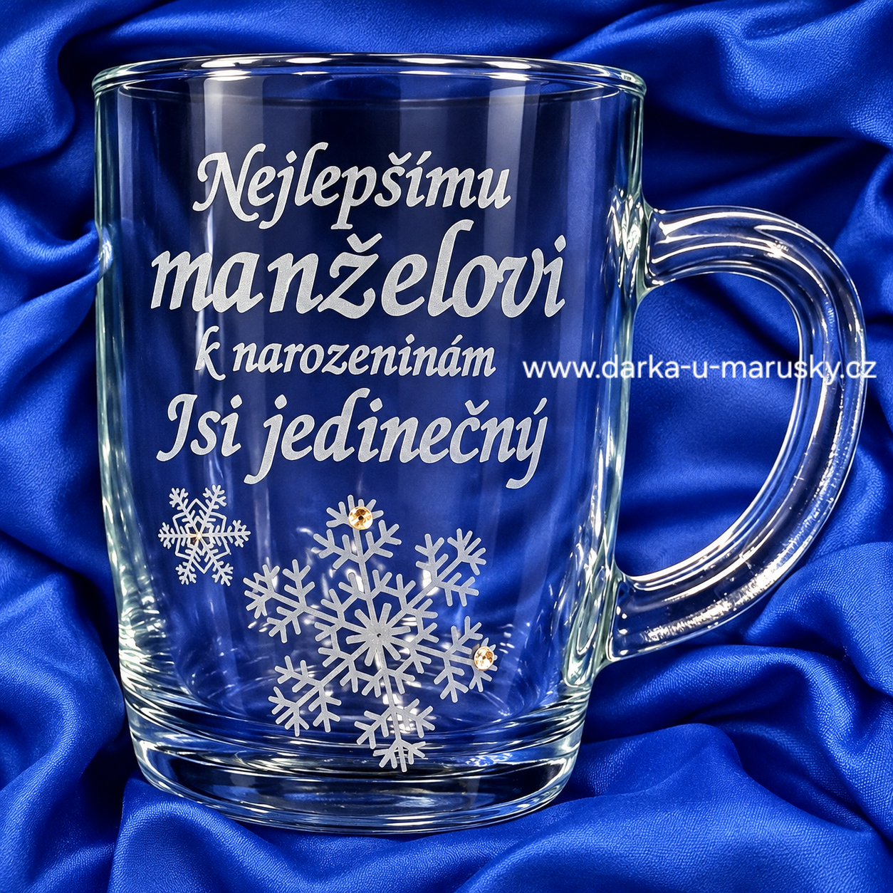 Pískovaný hrníček Niky - Vločky
