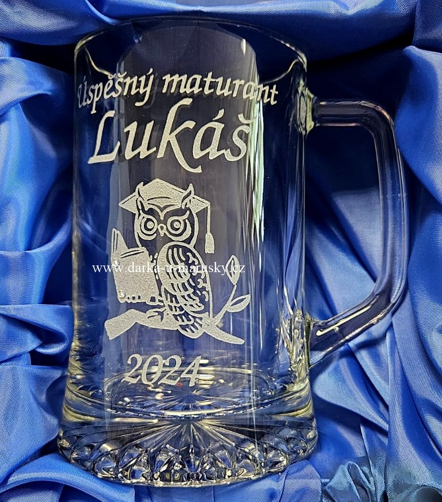 Pískovaný korbel - Sovička č.15 - Úspěšný maturant