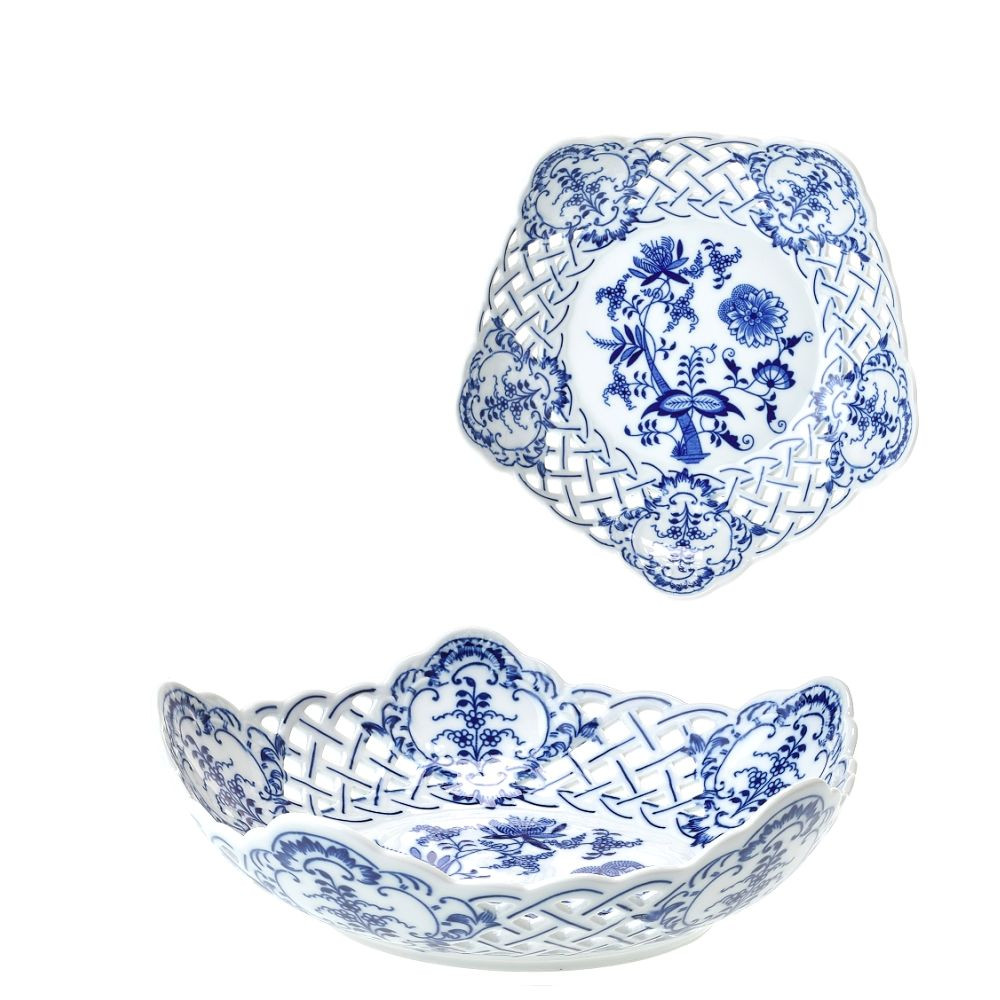 Mísa pětihranná prolamovaná 19cm - originál cibulák