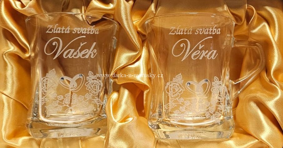 Výroční pískovaná souprava Geo - Prstýnky v růžích