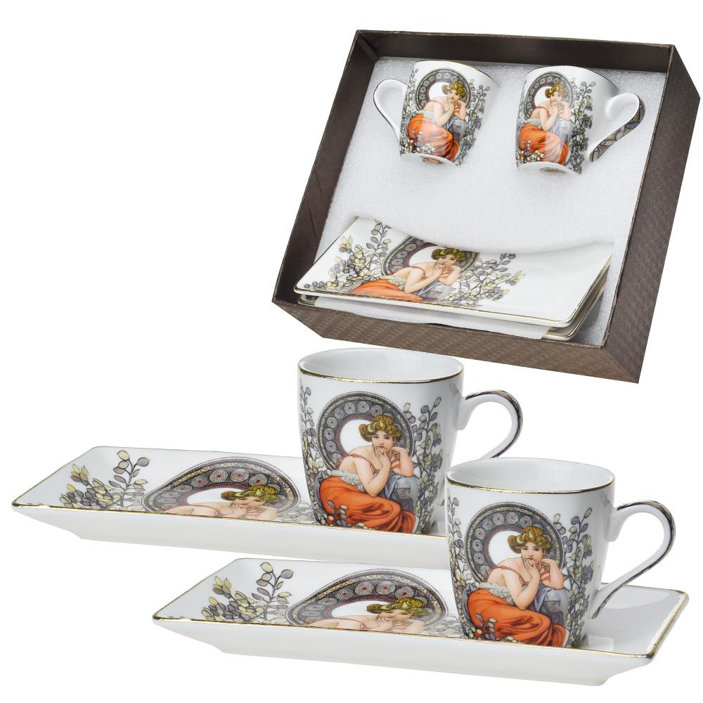 Přátelská souprava na espresso Alfons Mucha - Topaz