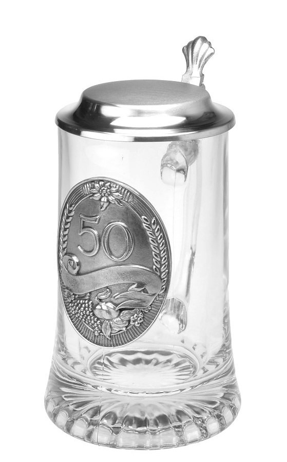 Korbel 500 ml výroční "50" s cínovou plaketkou a víkem