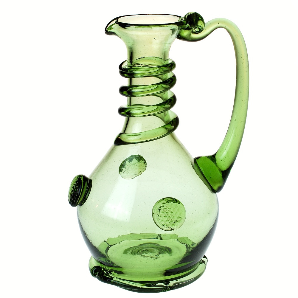 Karafa s uchem, spirálou a malinami 0,9l (Replika historického skla)