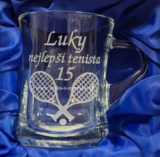 Pískovaný hrníček Geo nízký - Nejlepší tenista - Tenis č.1