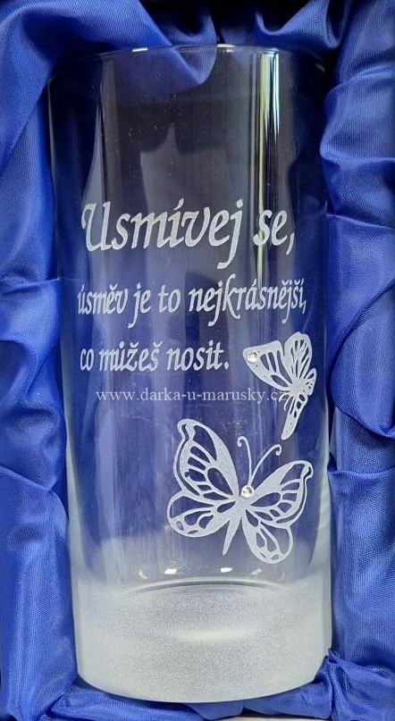 Pískovaná sklenička Long - Usmívej se...