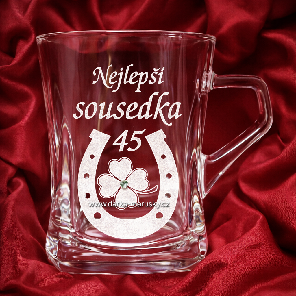 Pískovaný hrníček Geo nízký - Nejlepší sousedka