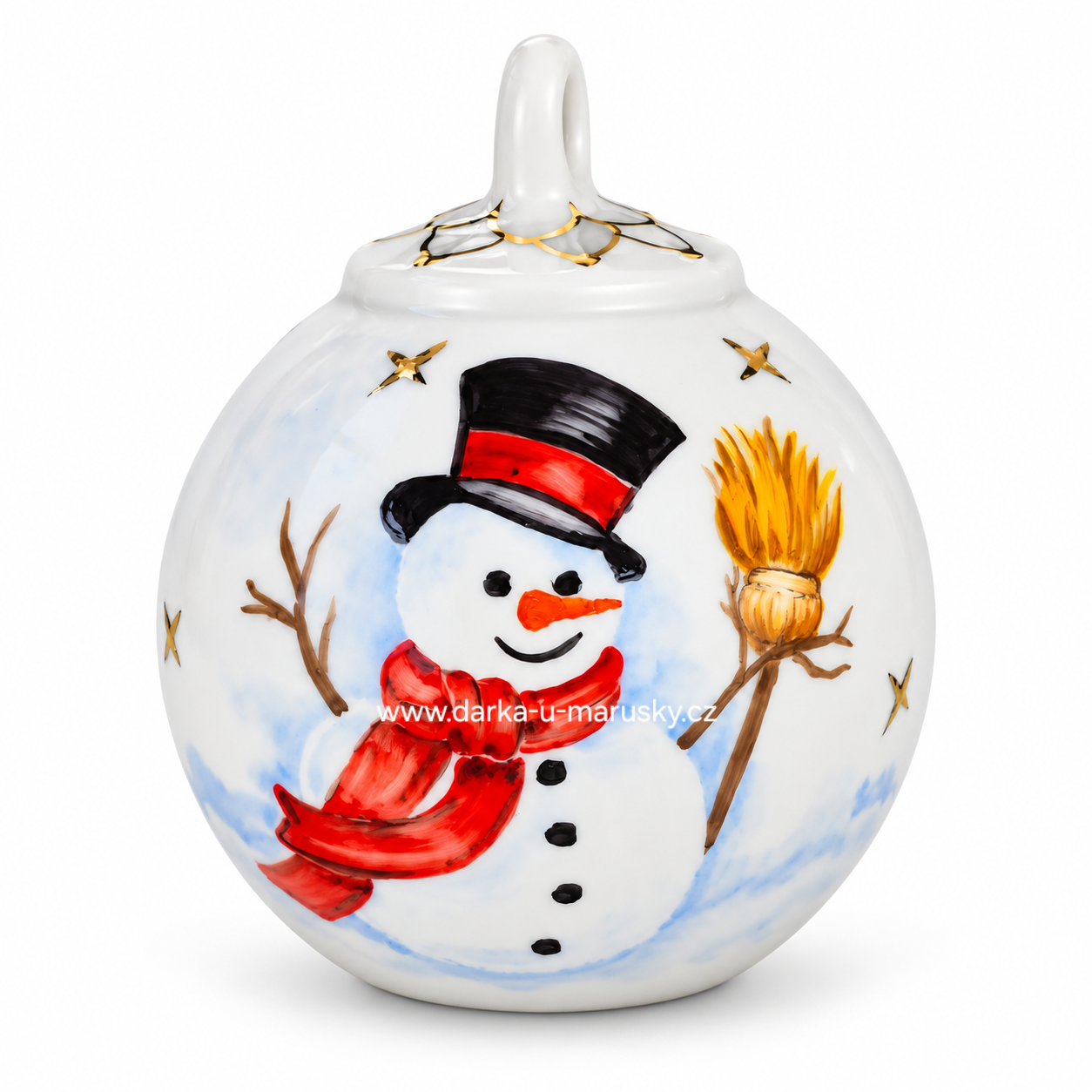 Vánoční koule ručně malovaná - průměr 5,8 cm - Sněhulák
