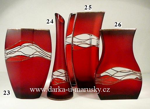 Váza červená flétna č.24 v kombinaci s čirým sklem / list 2