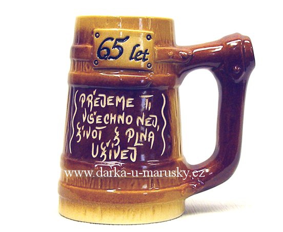 Keramický korbel kónický W JUBILEUM 65 s nápisem / Ž19