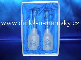 Pískované pijačky dekor švestky - 2 kusy