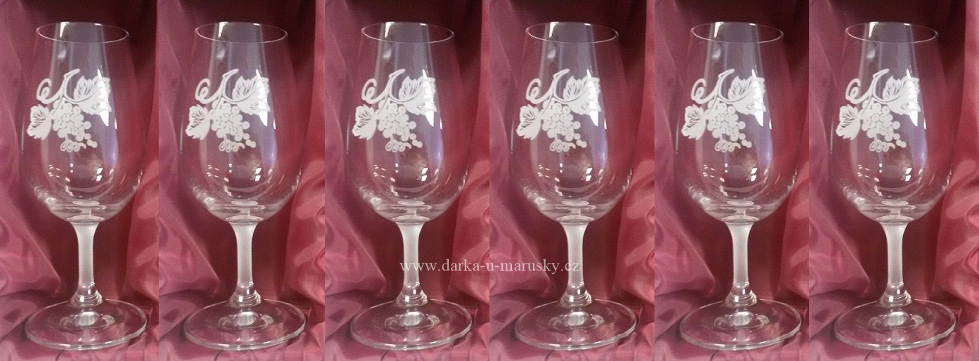 Sada ,,6" ks skleniček na víno Euro 200ml / s dekorem hroznového vína