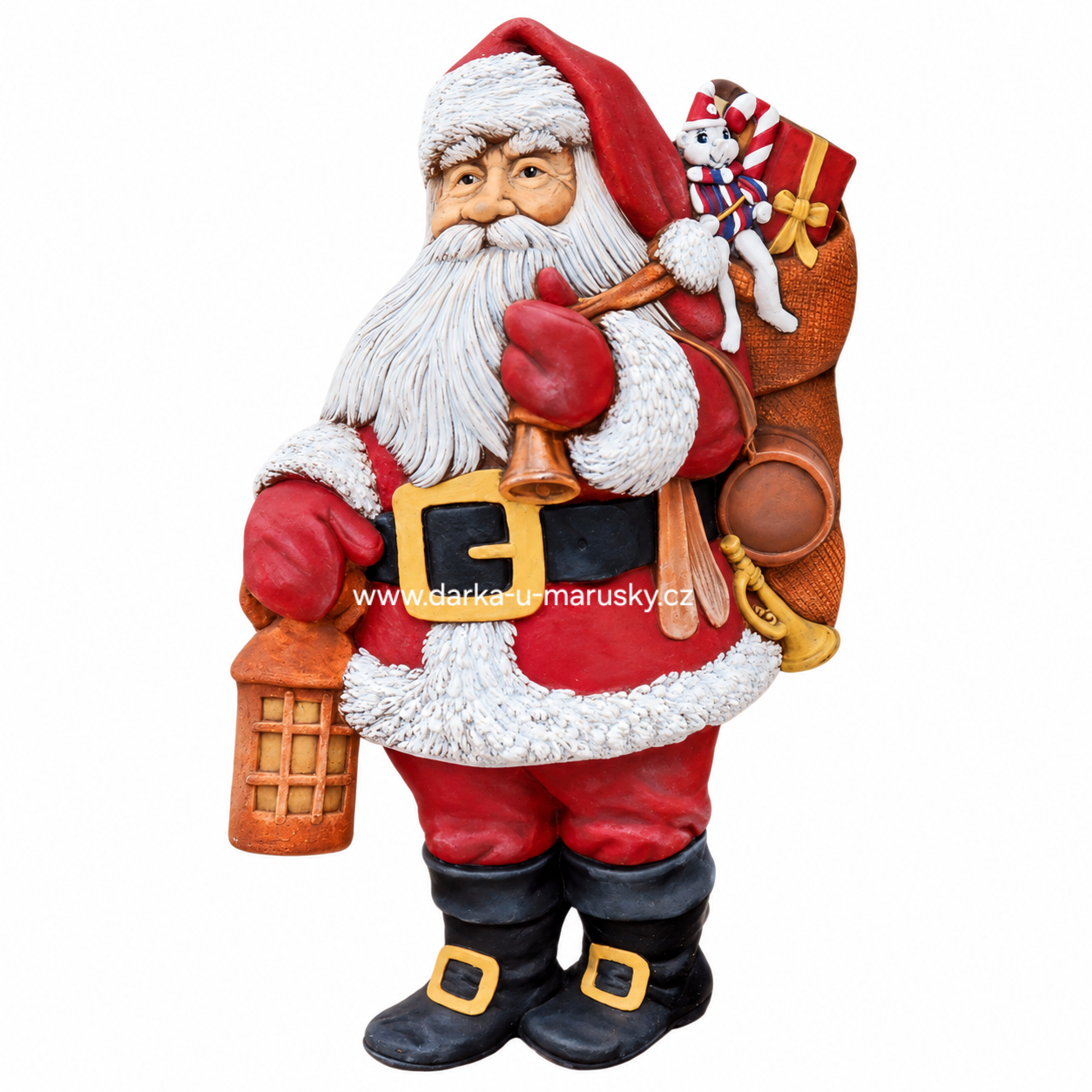 Santa s nůší velký, 63 cm - česká mrazuvzdorná keramika
