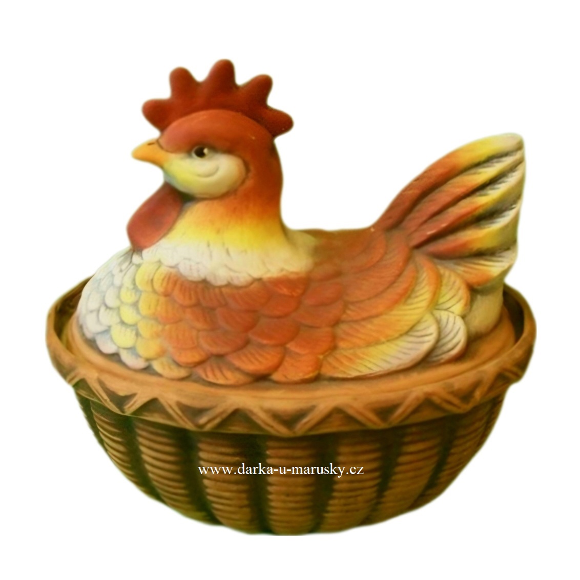 Slepice dóza - barevná - ručně malovaná