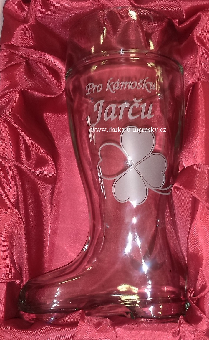 Pískovaný korbel bota - Čtyřlístek