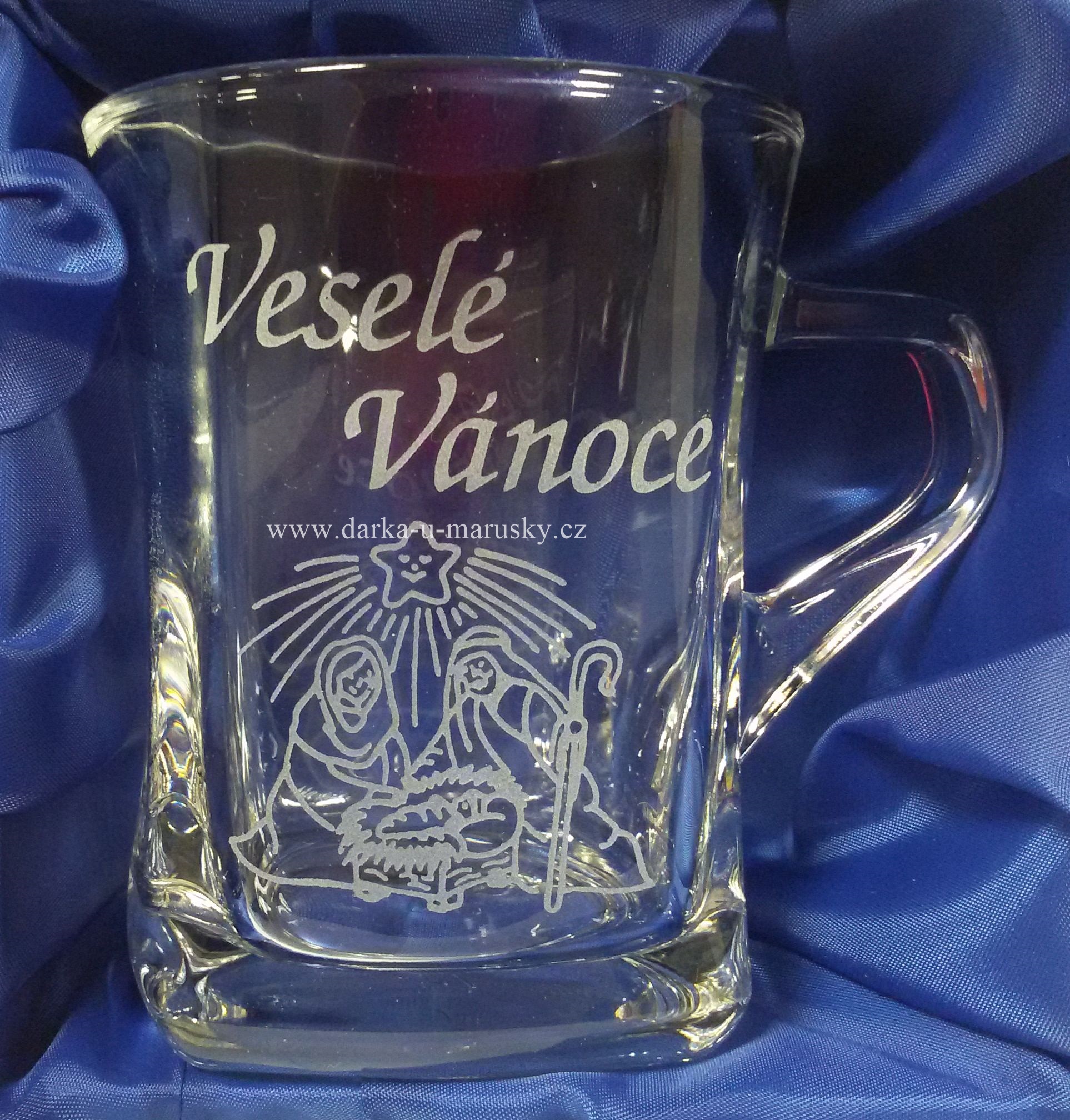 Pískovaný hrníček Geo nízký - Veselé Vánoce - Betlém