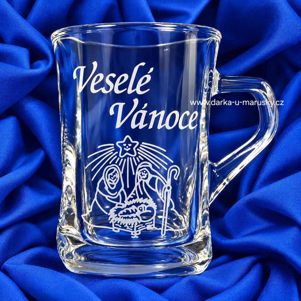Pískovaný hrníček Geo nízký - Veselé Vánoce - Betlém