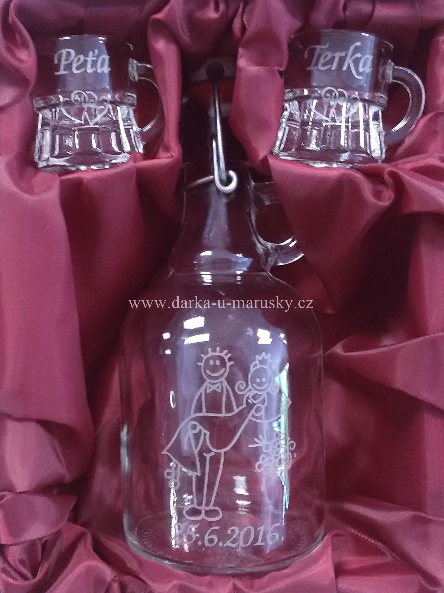 Svatební sada s patentním uzávěrem - láhev 0,5l / dekor č.16