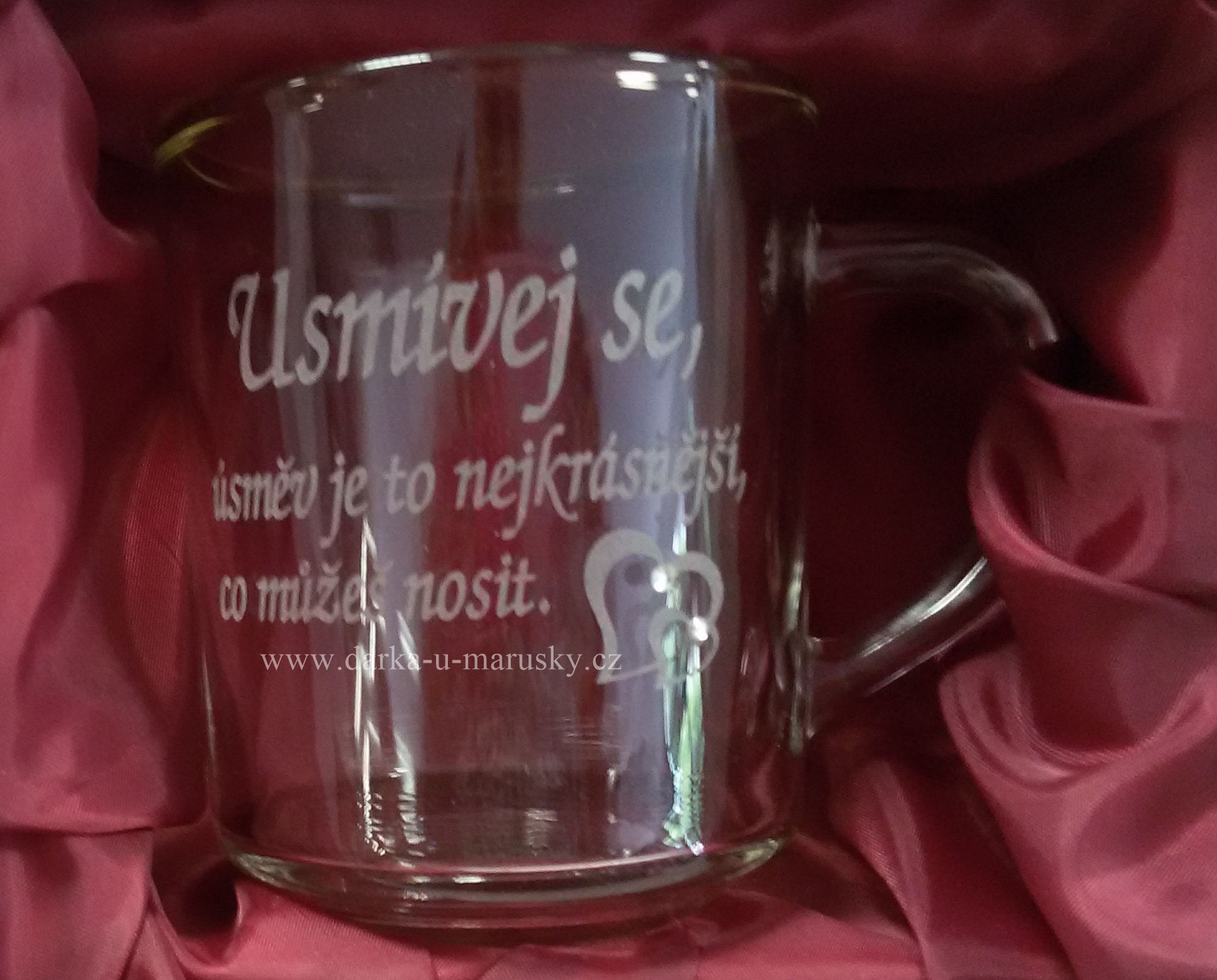 Pískovaný hrníček WIL z varného skla - 200ml -Usmívej se