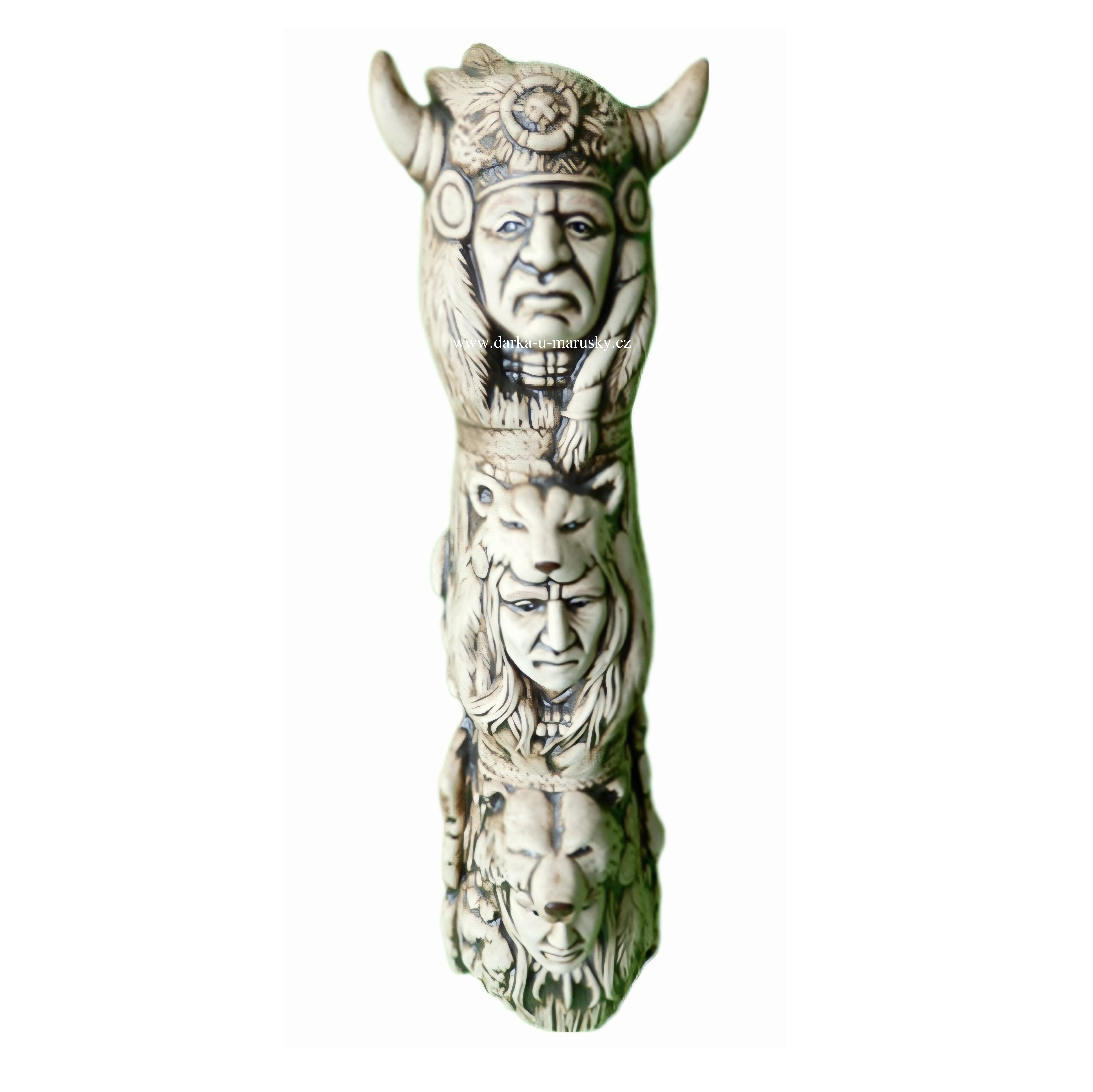 Indiánský totem - v přírodní barvě - ručně malovaná keramika