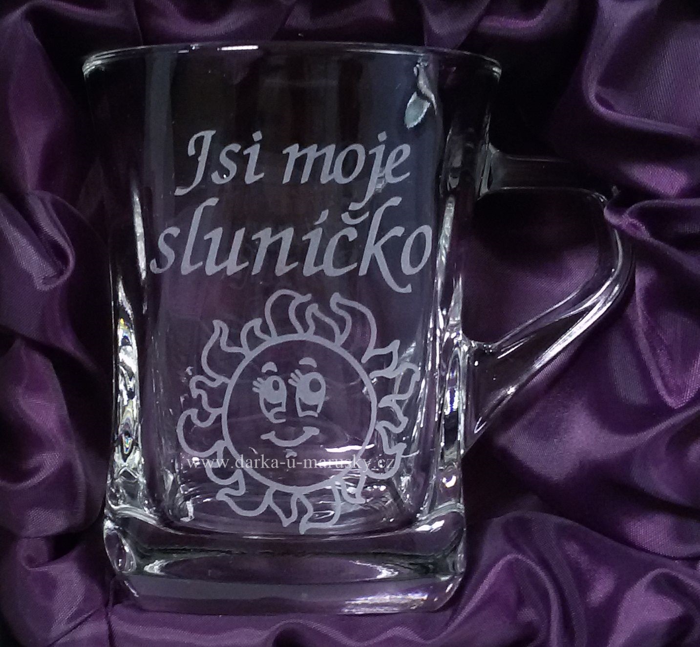 Pískovaný hrníček Geo nízký - Sluníčko