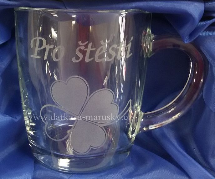 Pískovaný hrníček Niky - Čtyřlístek č.1