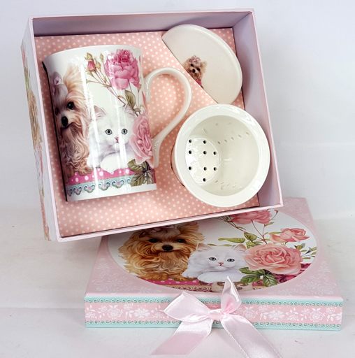 Porcelánový byliňáček Pejsek a kočička 270ml v boxu